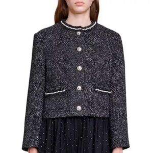 Maje Vagos Bead Trim Blazer Size US 8